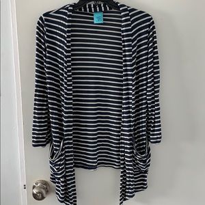 Navy and white cardigan with pockets